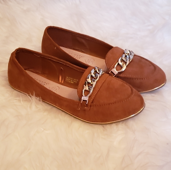 Primark Faux Suede Flats Metal Buckle Brown - Picture 1 of 4